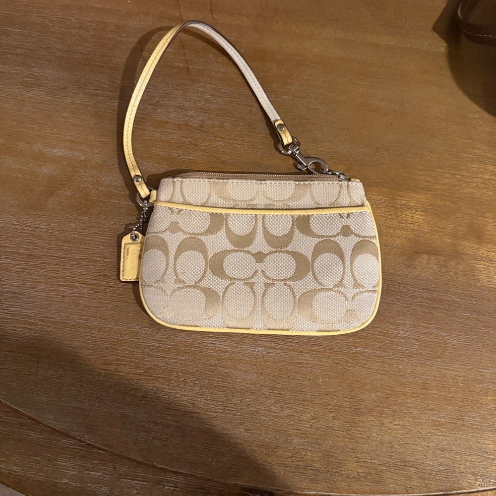 Coach Cream Signature Wristlet